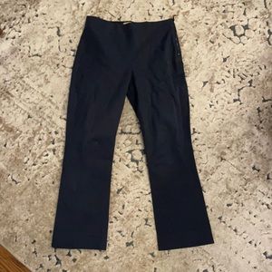 Navy cropped flare work pants
